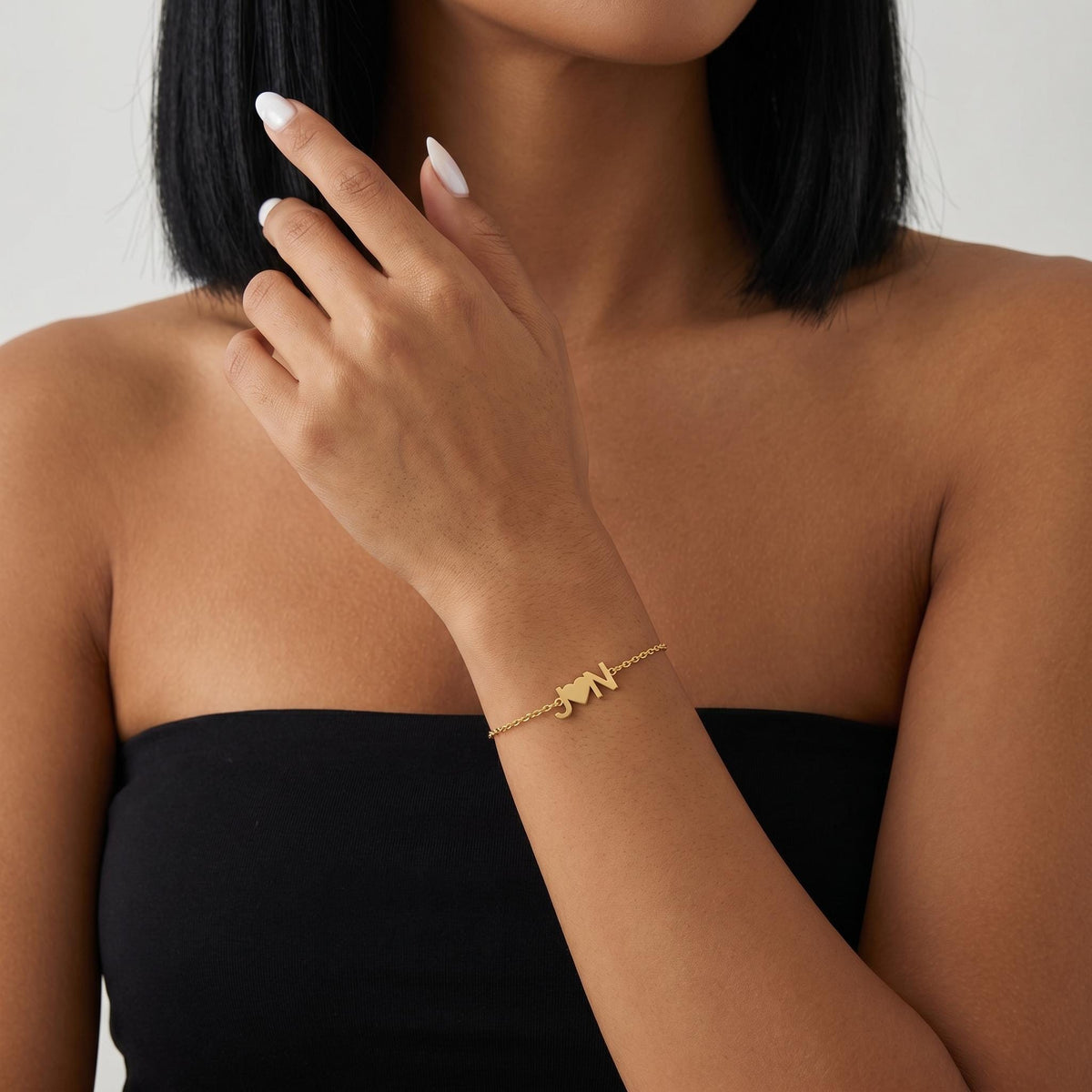 Personalized couple initial bracelet for women, custom heart letter bracelet, dainty gold minimalist jewelry gift for girlfriend wife