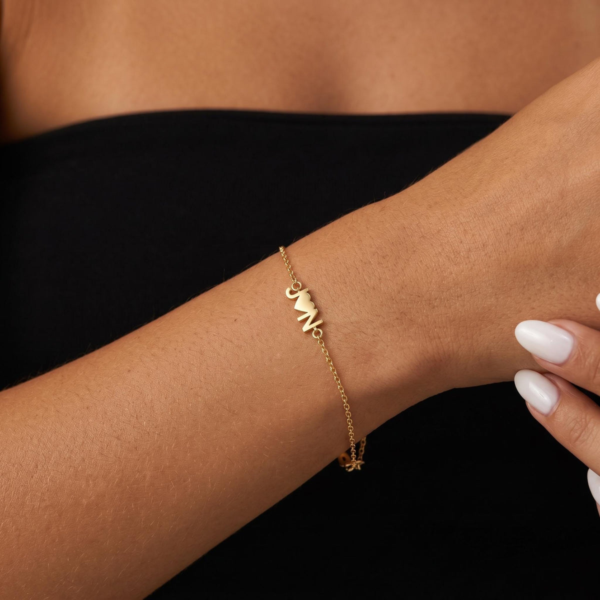 Personalized couple initial bracelet for women, custom heart letter bracelet, dainty gold minimalist jewelry gift for girlfriend wife