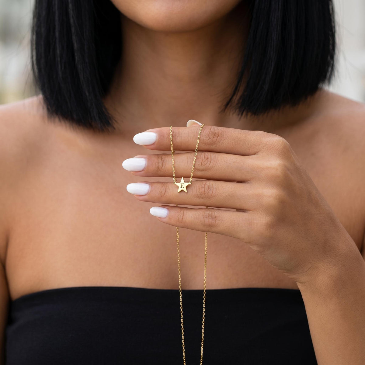 Personalized star initial necklace, gold letter pendant jewelry, minimalist custom charm gift for women girls, dainty monogram necklace