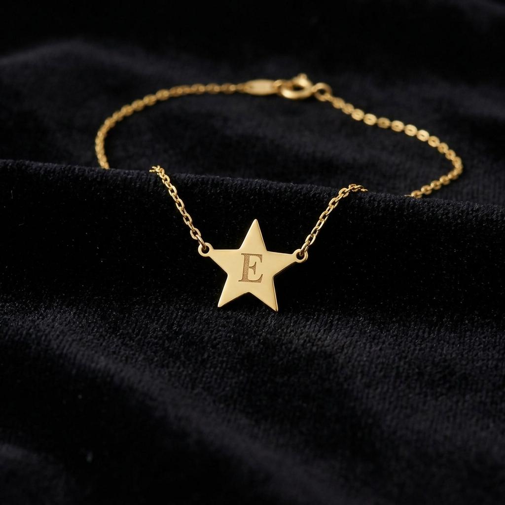 Personalized Star Initial Necklace, Gold Letter Pendant Jewelry, Minimalist Custom Charm Gift for Women Girls, Dainty Monogram Necklace