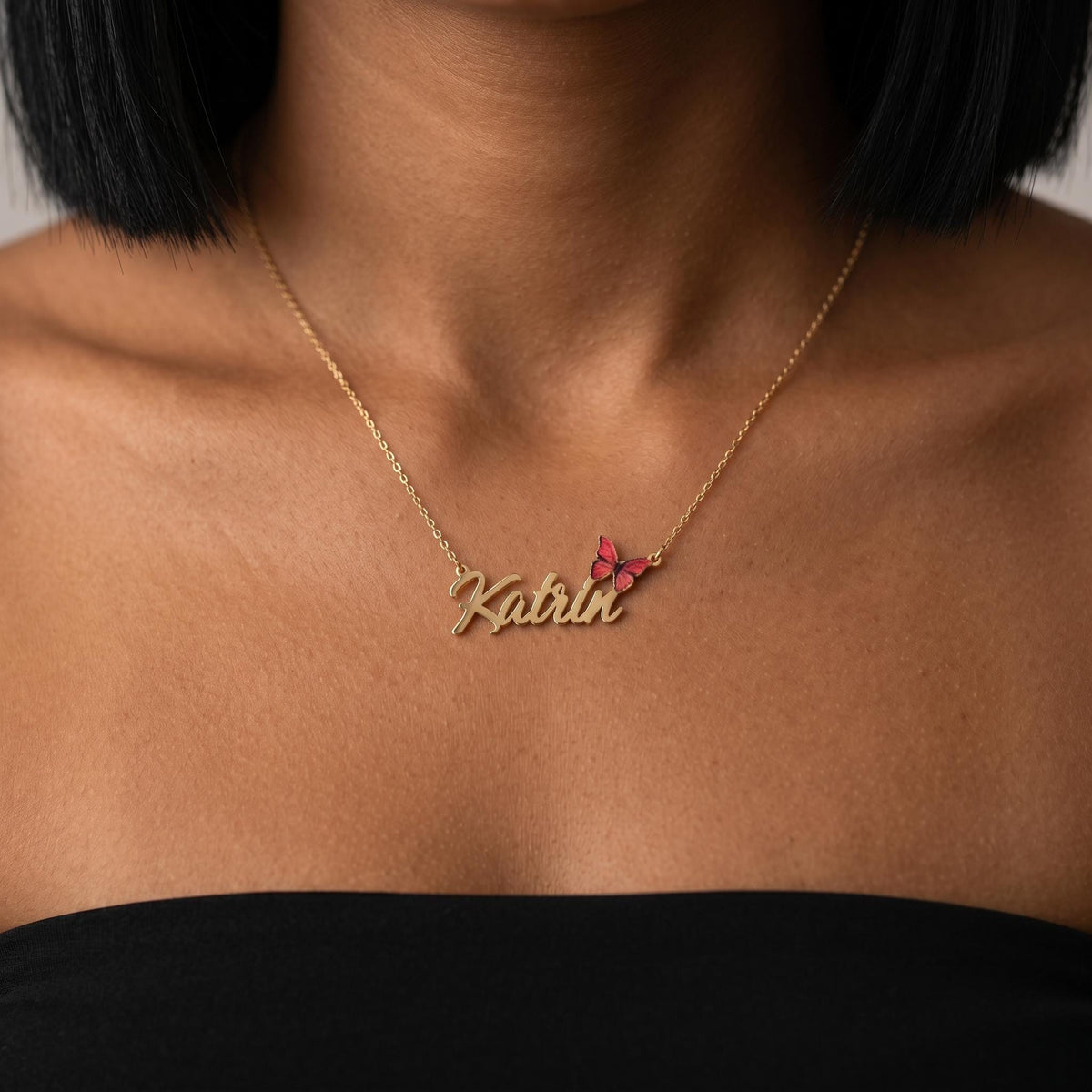 Personalized butterfly name necklace, custom name necklace for women, gold butterfly jewelry, cute gift for her, dainty necklace