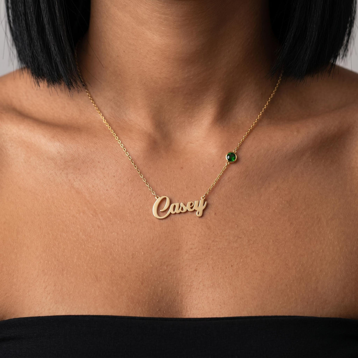 Personalized birthstone name necklace, custom script necklace gold, minimalist name jewelry, dainty necklace gift for her birthday