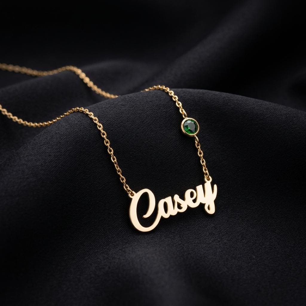 Personalized Birthstone Name Necklace, Custom Script Necklace Gold, Minimalist Name Jewelry, Dainty Necklace Gift for Her Birthday