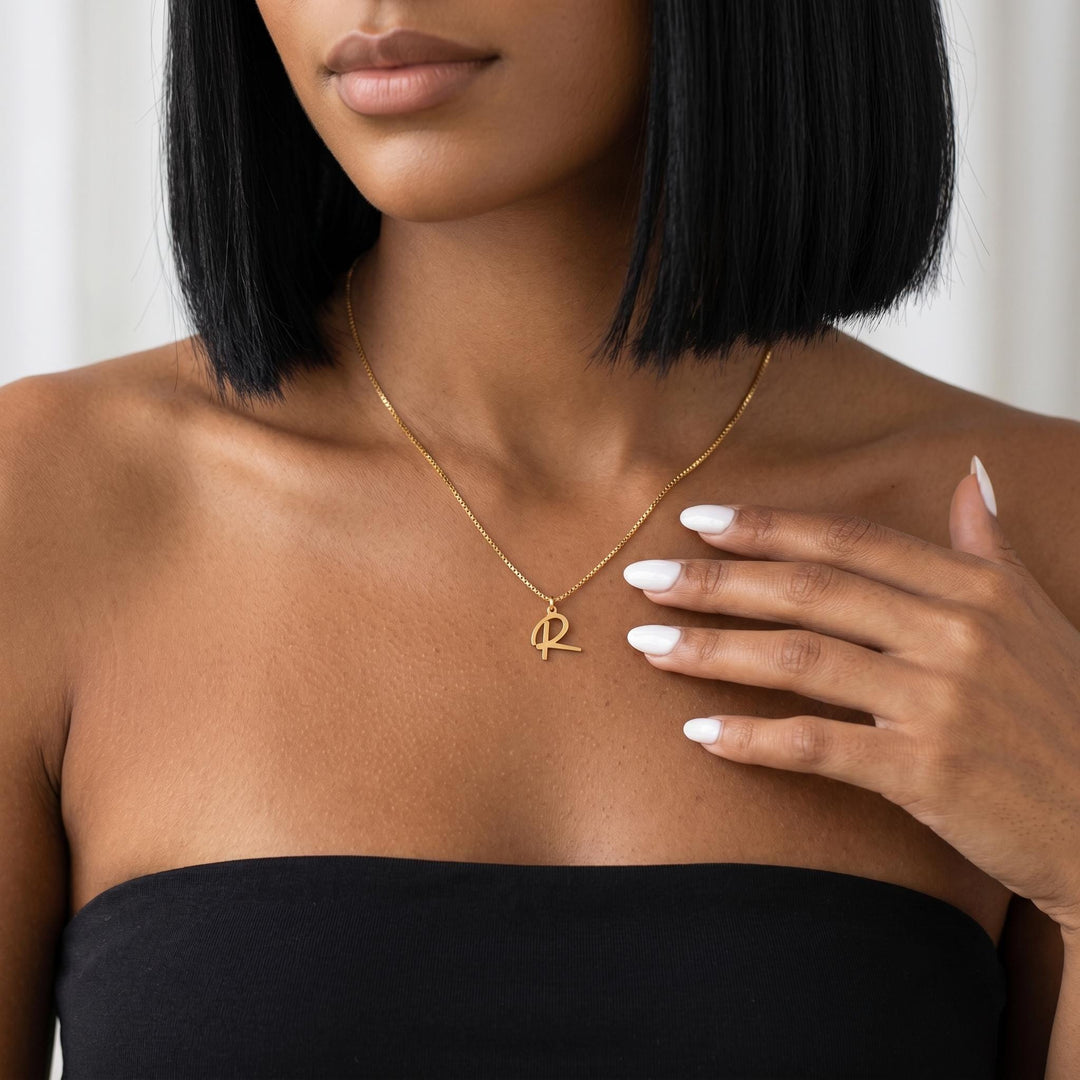 Personalized Initial Necklace, Gold Letter Pendant Necklace, Minimalist Monogram Jewelry, Dainty Custom Initial Necklace Gift for Her