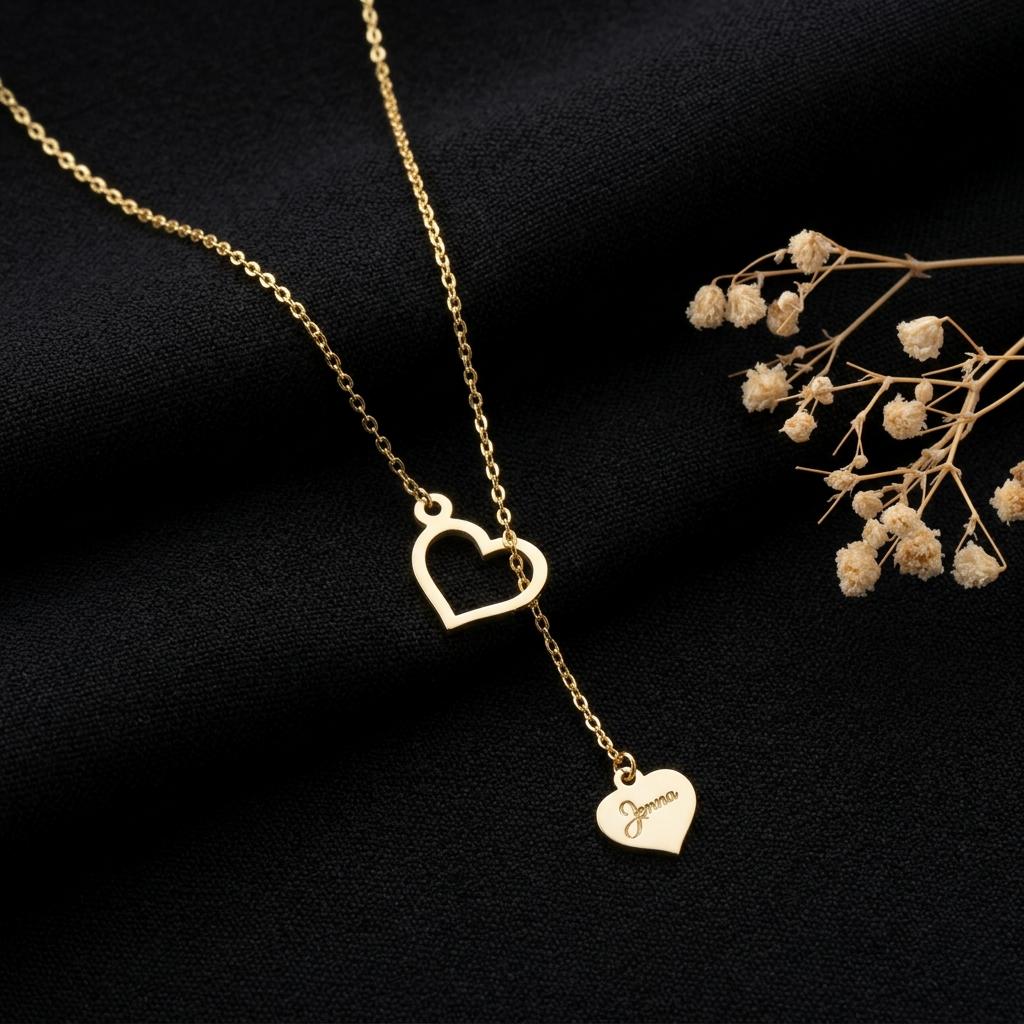 Personalized heart necklace, custom name heart pendant necklace, minimalist gold love necklace, romantic gift for her everyday wear