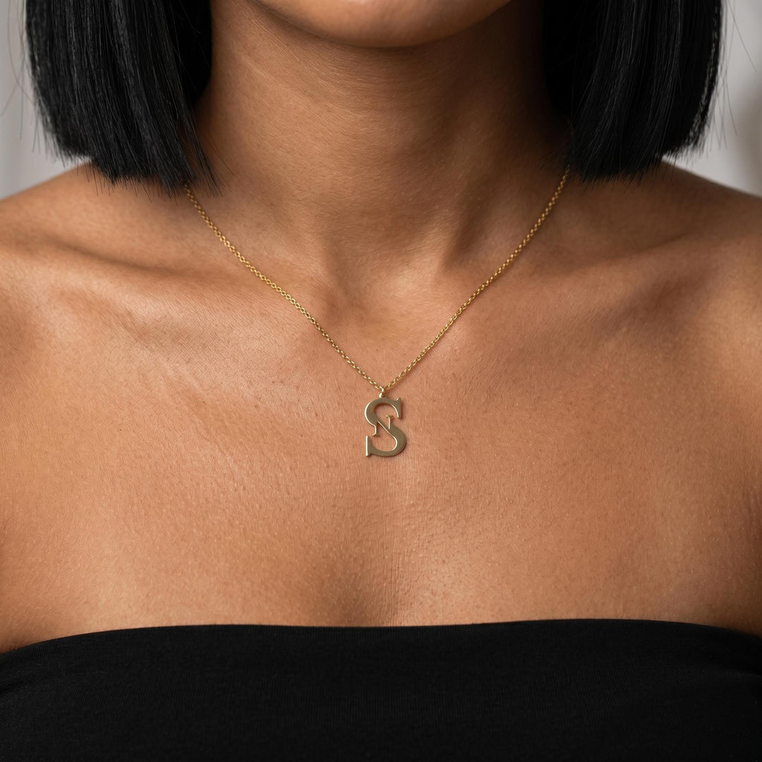 Personalized Initial Necklace, Gold Letter Pendant Necklace, Minimalist Monogram Jewelry, Dainty Alphabet Necklace Gift for Her Daily Wear
