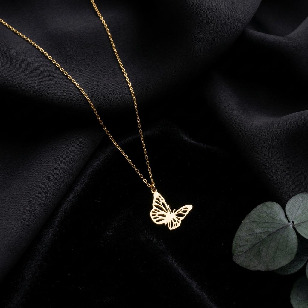 Butterfly Necklace, Gold Butterfly Pendant Necklace, Minimalist Nature Jewelry, Dainty Butterfly Charm Gift for Her Everyday Wear