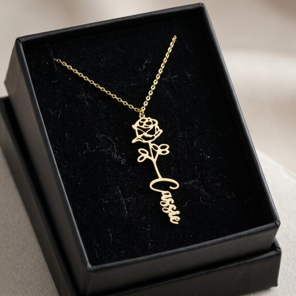 Personalized Four Leaf Clover Necklace, Lucky Charm Jewelry for Women, Custom Name Engraving, Gold, Silver, Rose Gold Options