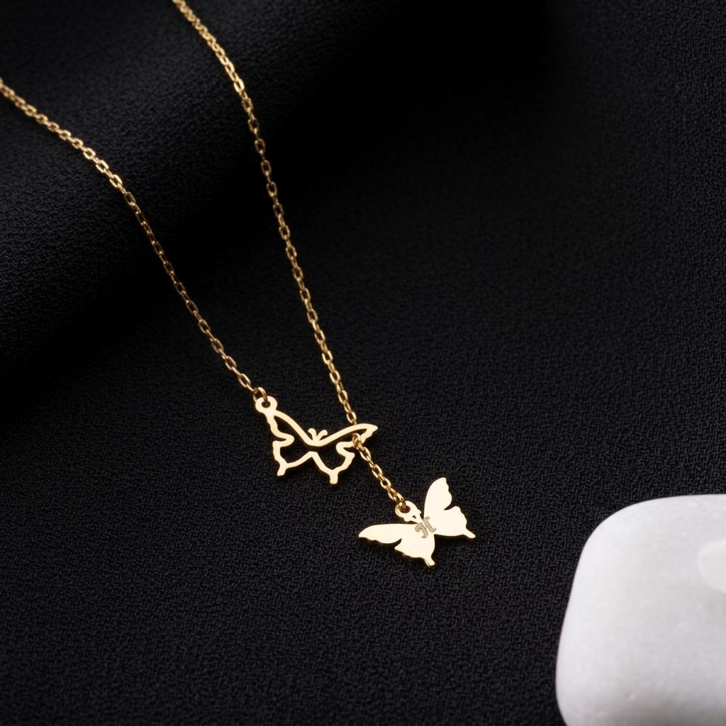 Personalized Butterfly Necklace, Custom Name Jewelry, Minimalist Gold Pendant, Dainty Everyday Necklace, Elegant Gift for Her