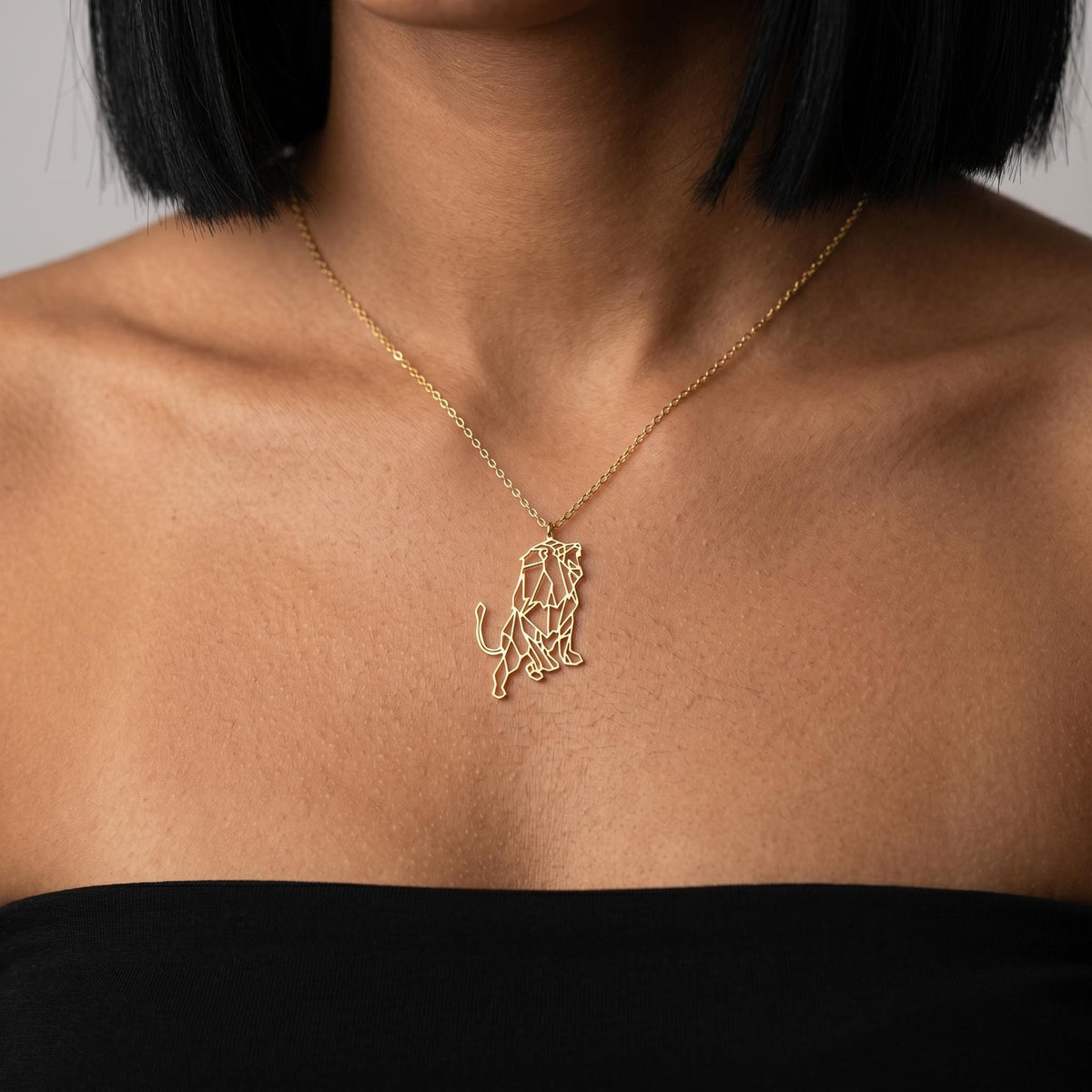 Geometric lion necklace, minimalist pendant jewelry, dainty everyday necklace, gift for her, mom birthday present, womens jewelry