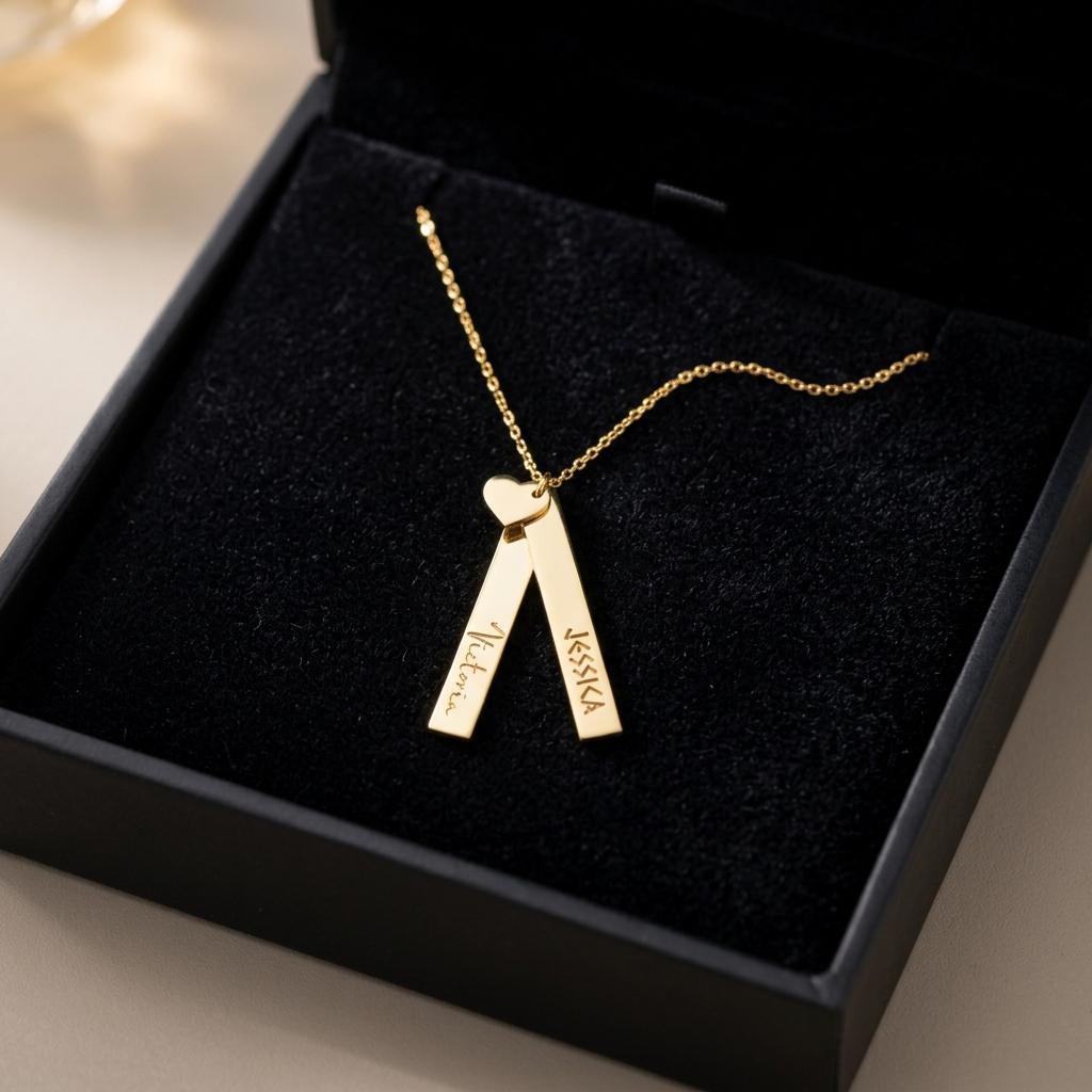 Personalized Name Necklace, Gold Bar Pendant, Custom Jewelry, Dainty Minimalist Necklace, Gift for Her, Elegant Everyday Jewelry
