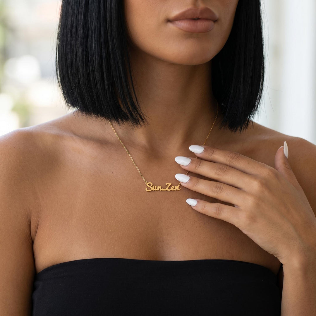 Custom Name Necklace, Personalized Gold Name Necklace, Minimalist Dainty Name Pendant Jewelry Gift for Her Women Everyday Style