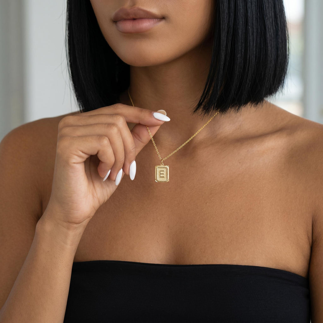 Initial Pendant Necklace, Gold Letter Necklace, Minimalist Alphabet Jewelry Gift for Her Women, Dainty Everyday Initial Necklace