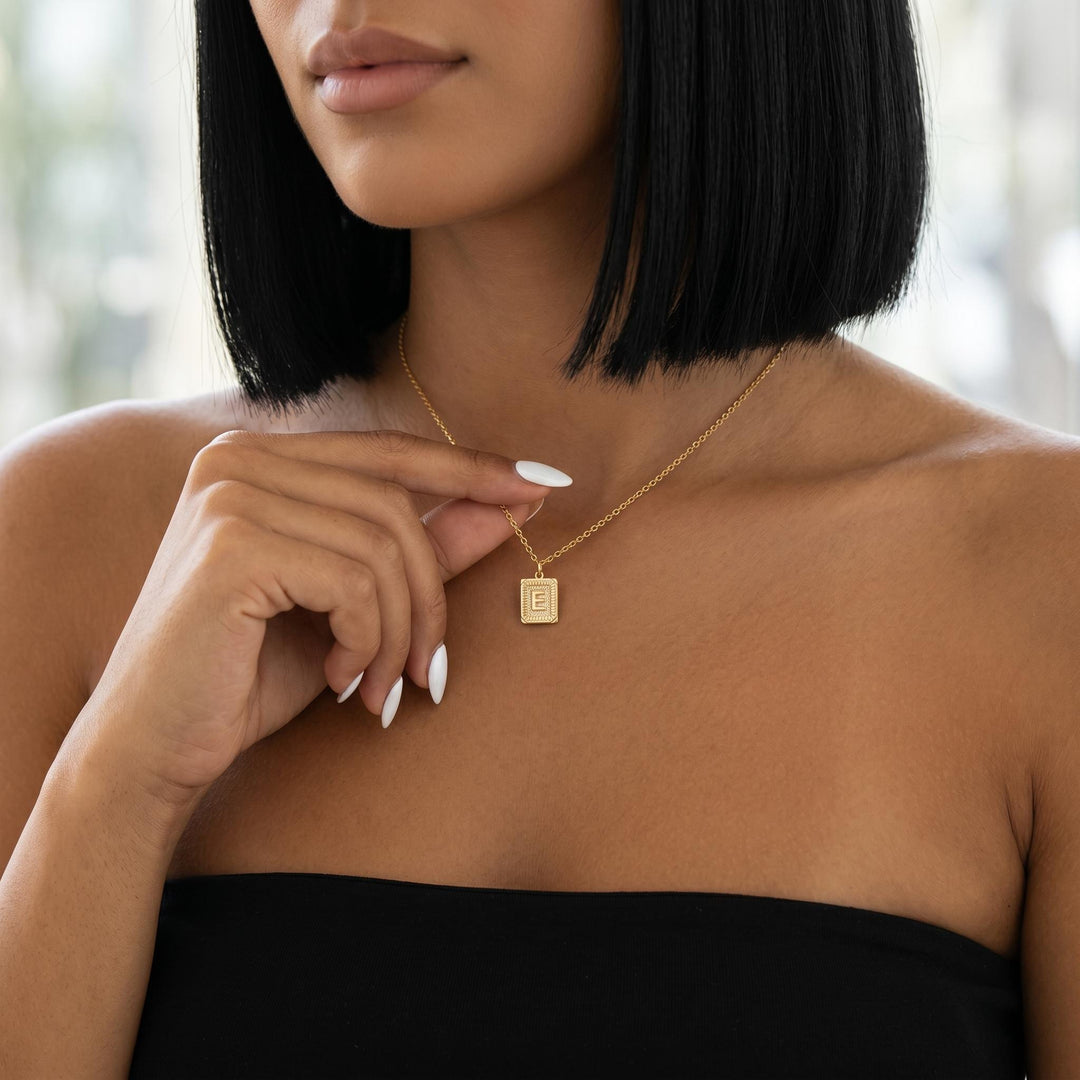 Initial Pendant Necklace, Gold Letter Necklace, Minimalist Alphabet Jewelry Gift for Her Women, Dainty Everyday Initial Necklace