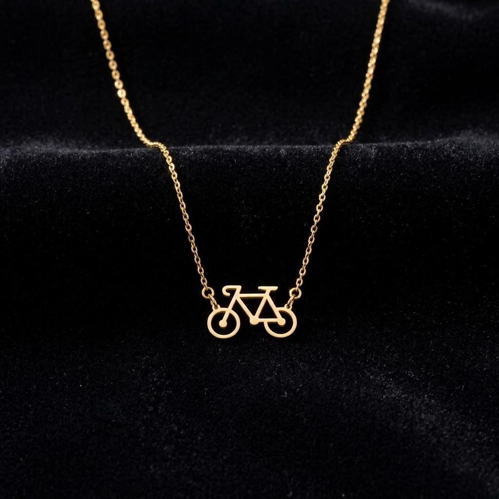 Bicycle Necklace, Minimalist Bike Pendant Necklace, Gold Cycling Jewelry Gift for Women Men, Dainty Cyclist Lover Everyday Necklace
