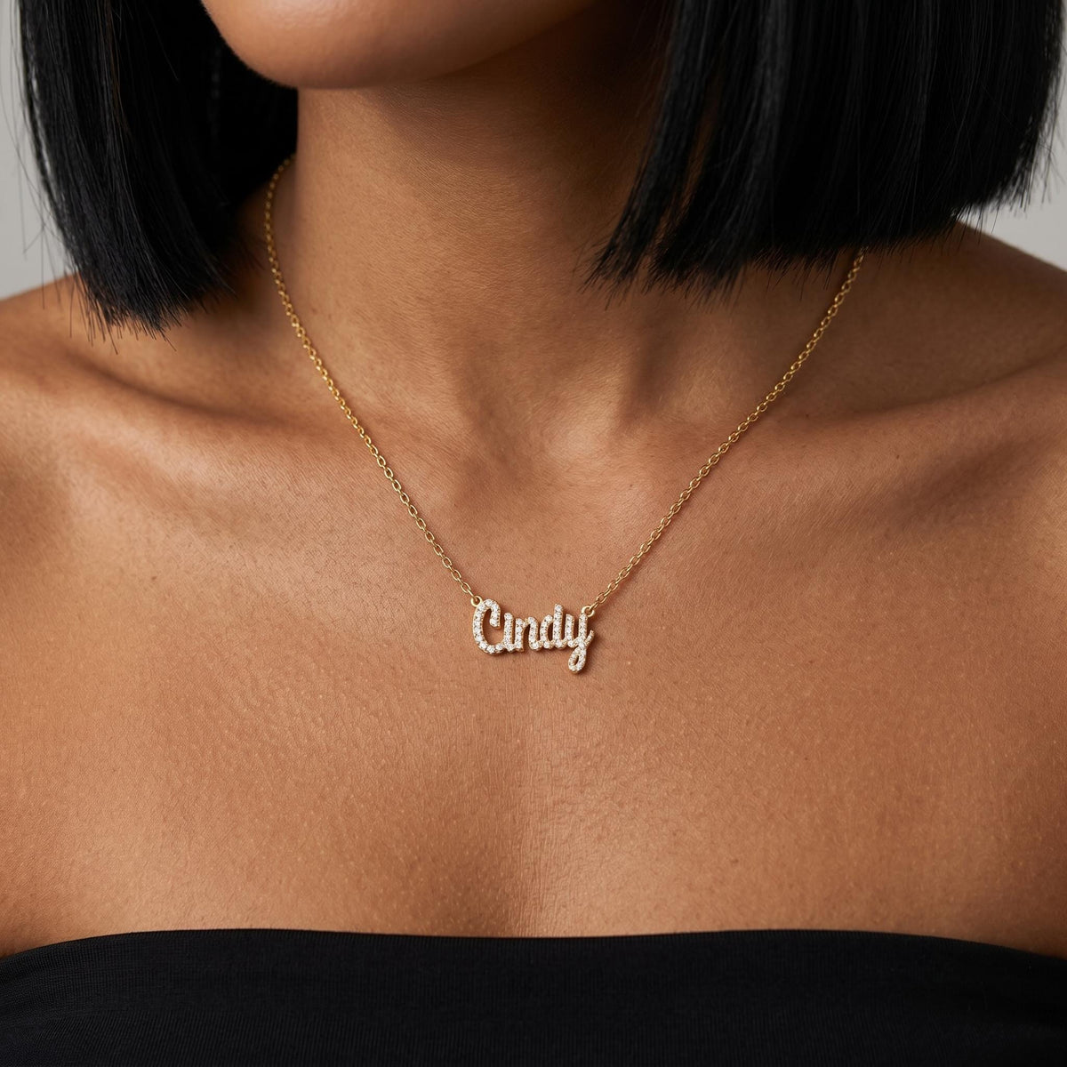 Personalized cz name necklace, custom gold name pendant, dainty script letter necklace, minimalist luxury jewelry,personalized gift necklace