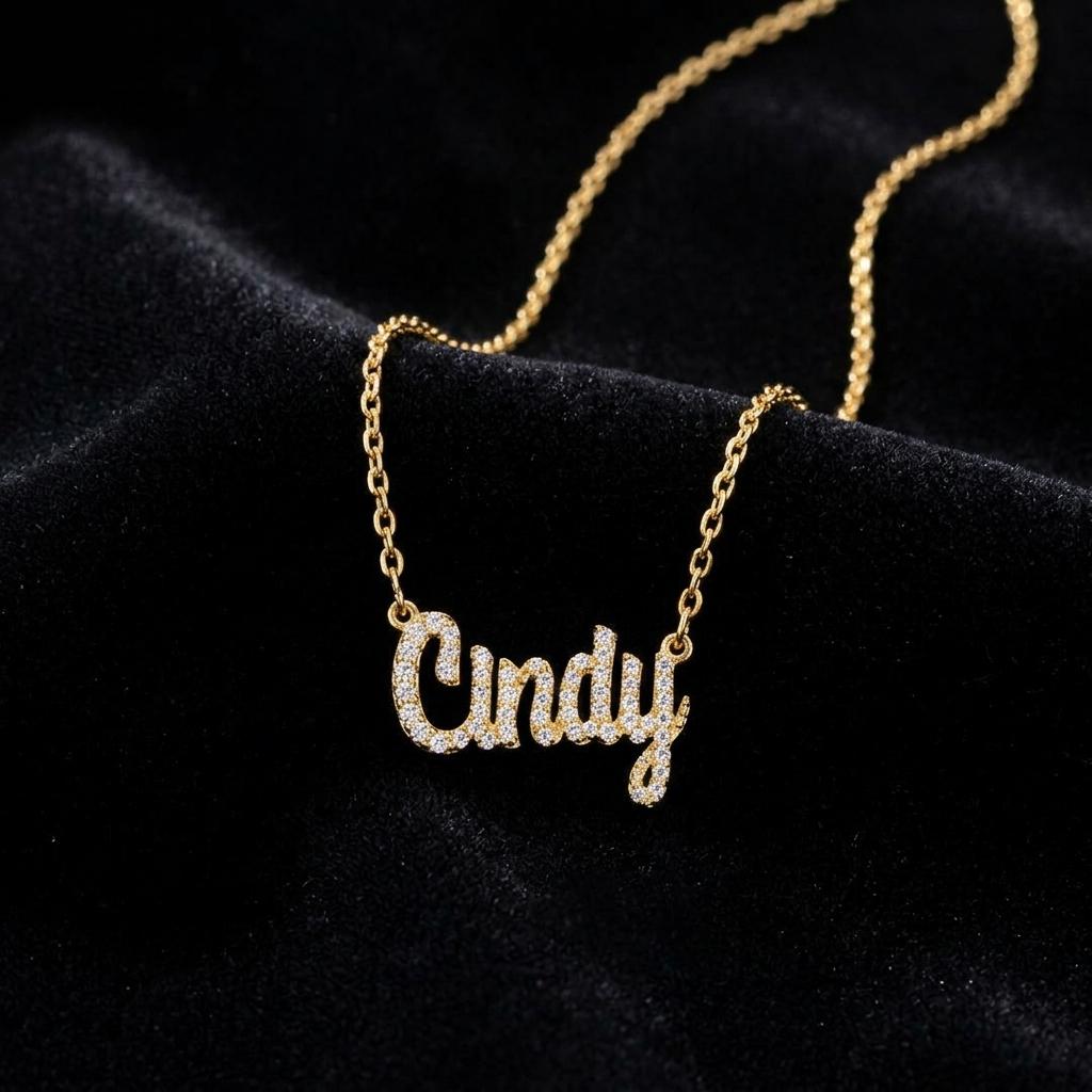 Personalized cz name necklace, custom gold name pendant, dainty script letter necklace, minimalist luxury jewelry,personalized gift necklace