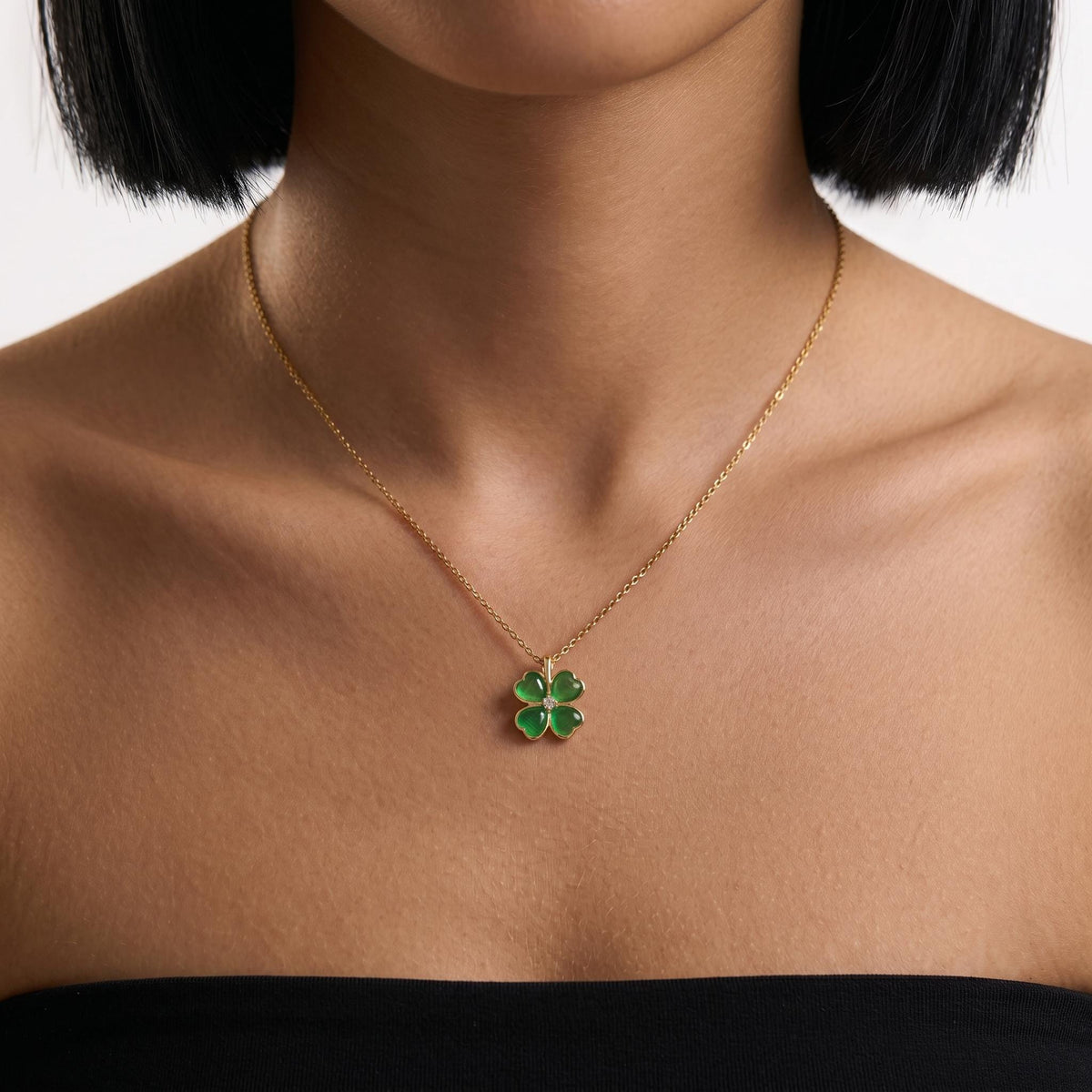 Four leaf clover necklace, gold lucky clover pendant jewelry, dainty minimalist layering necklace, lucky charm jewelry gift for women