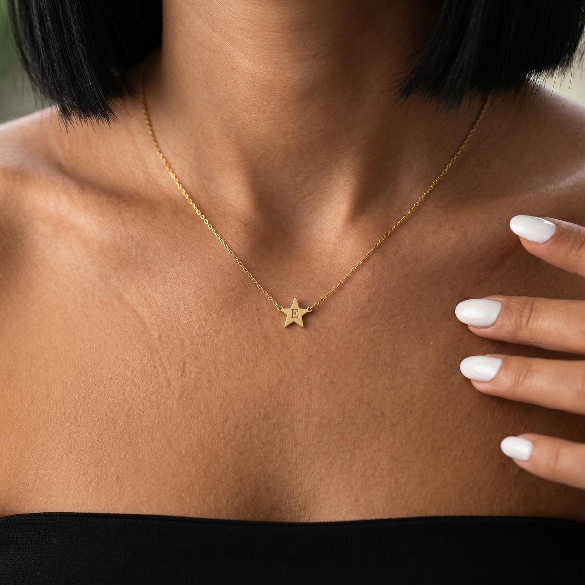 Personalized star initial necklace, gold letter pendant jewelry, minimalist custom charm gift for women girls, dainty monogram necklace