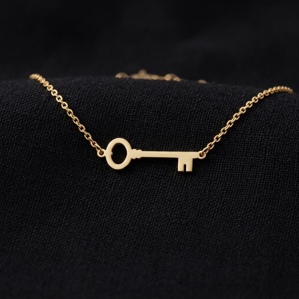 Gold Key Bracelet for Women, Minimalist Skeleton Key Charm Jewelry, Dainty Lucky Charm Bracelet Gift for Her Friendship Jewelry Everyday