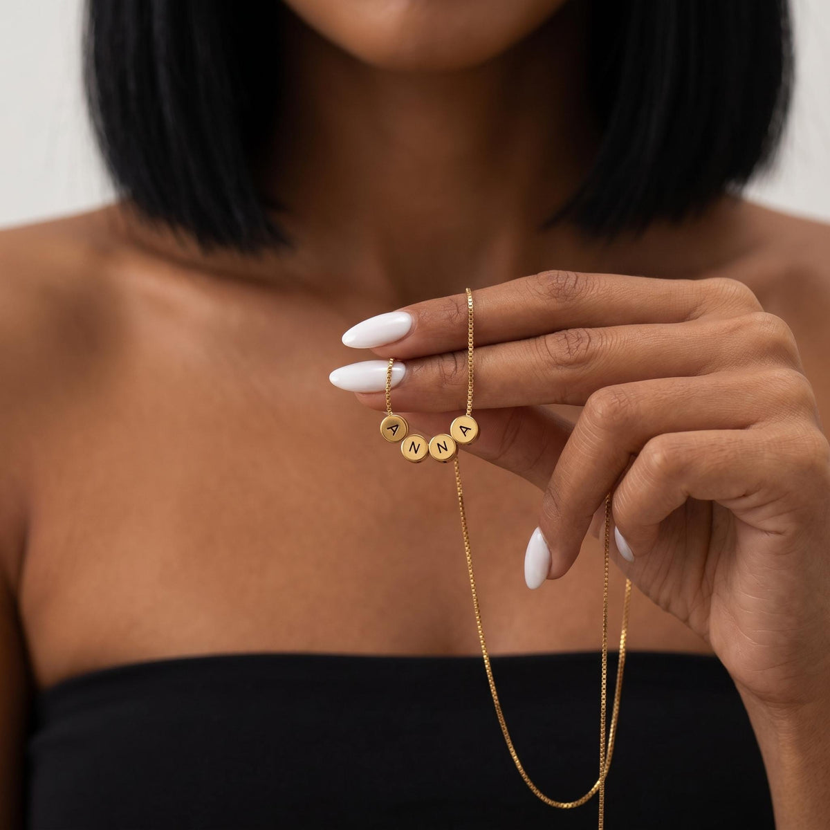 Personalized letter bead necklace, custom initial jewelry, gold disc pendant necklace gift for women girls, minimalist name necklace