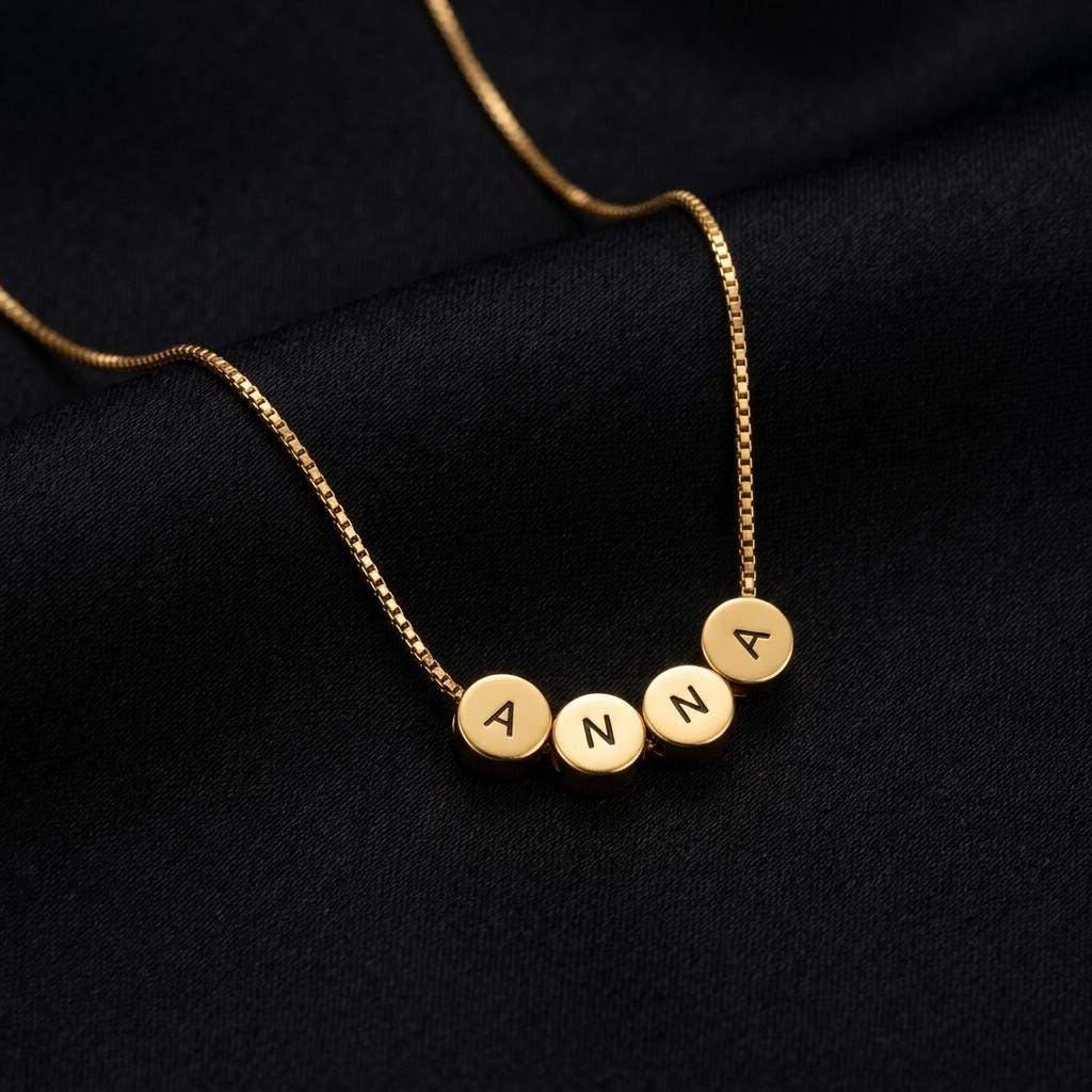 Personalized Letter Bead Necklace, Custom Initial Jewelry, Gold Disc Pendant Necklace Gift for Women Girls, Minimalist Name Necklace