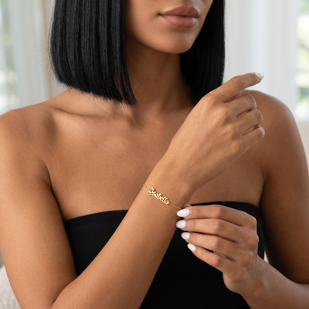Personalized Name Bracelet for Women, Custom Gold Name Jewelry, Dainty Script Bracelet Gift for Her Minimalist Everyday Style