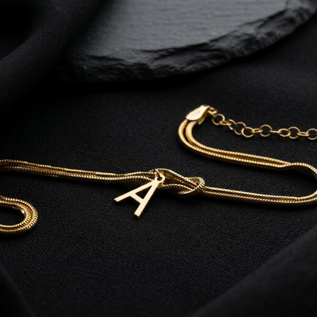 Personalized Initial Knot Bracelet, Minimalist Gold Letter Bracelet for Women, Custom Initial Charm Bracelet, Dainty Stackable Jewelry