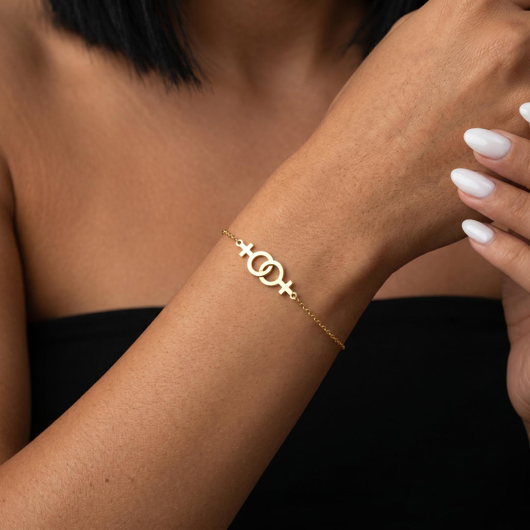 Feminist Symbol Bracelet, Venus Symbol Bracelet for Women, Minimalist Female Empowerment Jewelry, Gold Silver Equality Bracelet