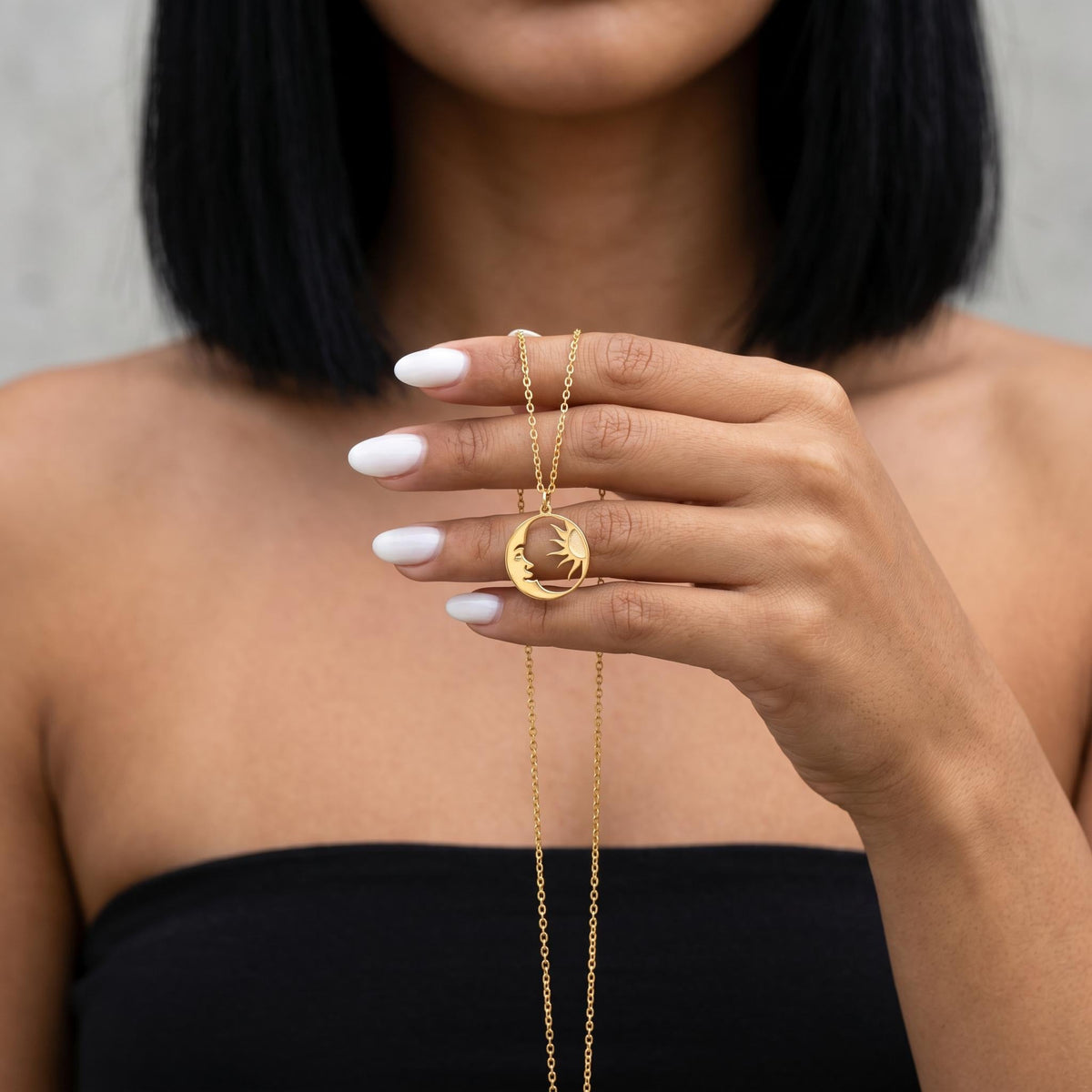 Celestial sun and moon necklace for women, gold cosmic pendant necklace, minimalist moon jewelry, dainty astrology gift for her