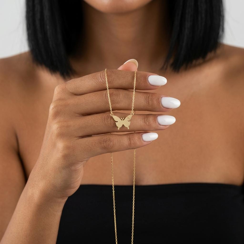 Personalized Butterfly Necklace for Women, Custom Initial Butterfly Pendant Necklace, Gold Minimalist Jewelry Gift for Her, Dainty Jewelry
