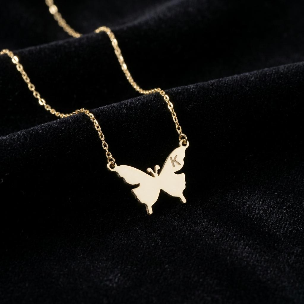 Personalized Butterfly Necklace for Women, Custom Initial Butterfly Pendant Necklace, Gold Minimalist Jewelry Gift for Her, Dainty Jewelry