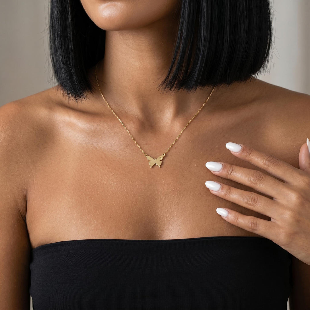 Personalized Butterfly Necklace for Women, Custom Initial Butterfly Pendant Necklace, Gold Minimalist Jewelry Gift for Her, Dainty Jewelry