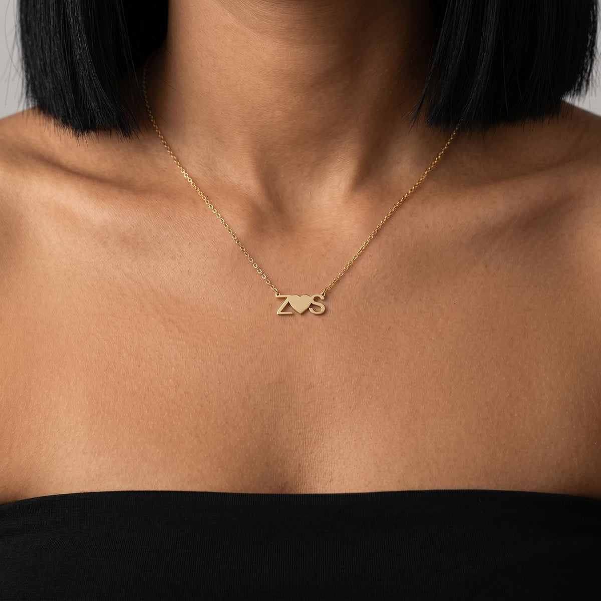 Personalized heart initial necklace, custom letter necklace, heart design jewelry, gold minimalist gift for her, dainty everyday necklace