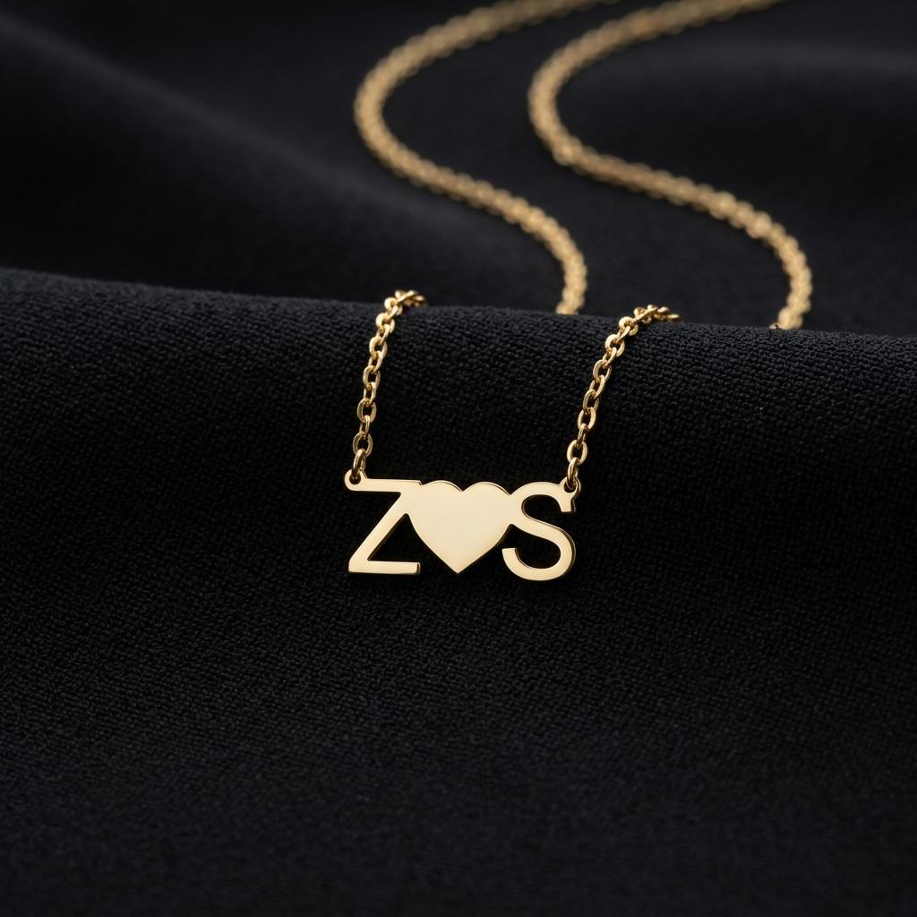 Personalized Heart Initial Necklace, Custom Letter Necklace, Heart Design Jewelry, Gold Minimalist Gift for Her, Dainty Everyday Necklace