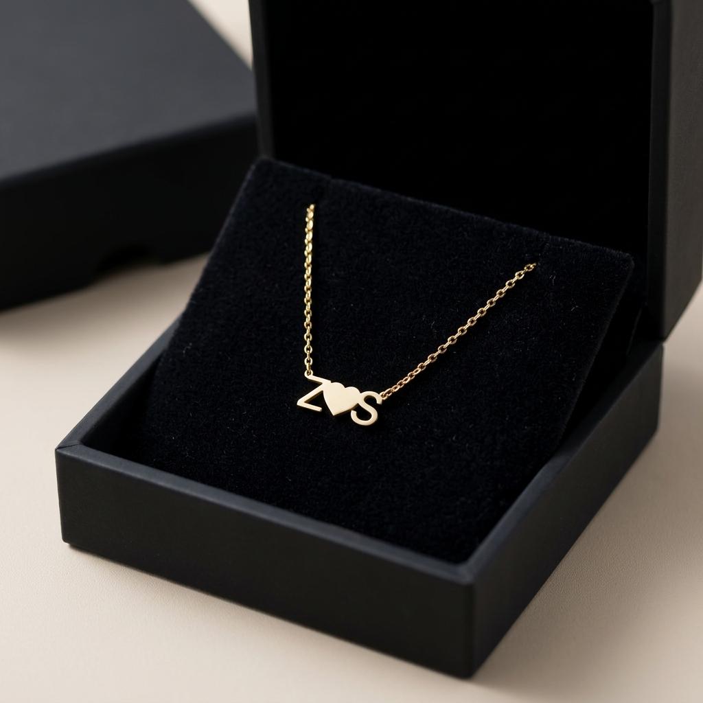 Personalized Heart Initial Necklace, Custom Letter Necklace, Heart Design Jewelry, Gold Minimalist Gift for Her, Dainty Everyday Necklace