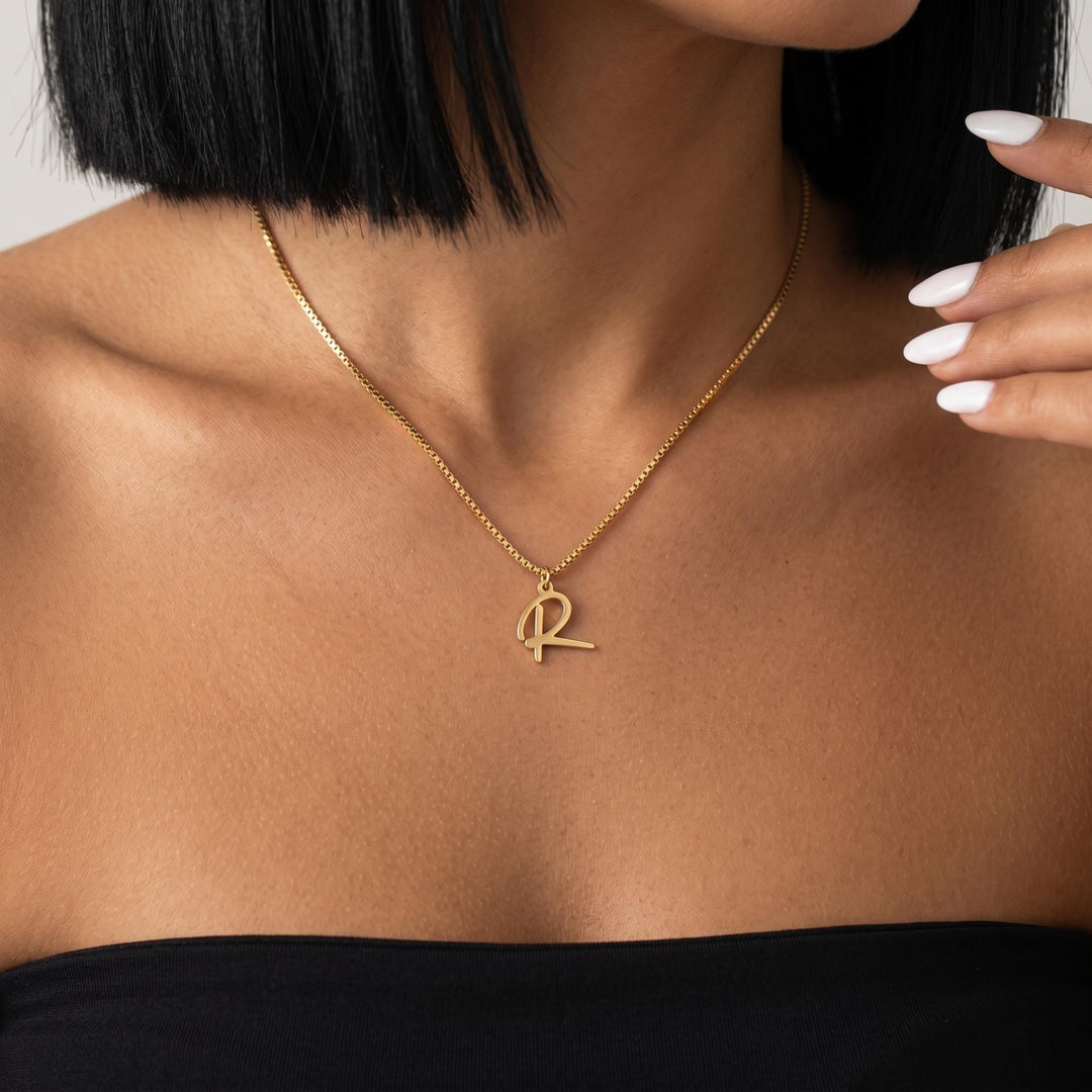 Personalized Initial Necklace, Gold Letter Pendant Necklace, Minimalist Monogram Jewelry, Dainty Custom Initial Necklace Gift for Her