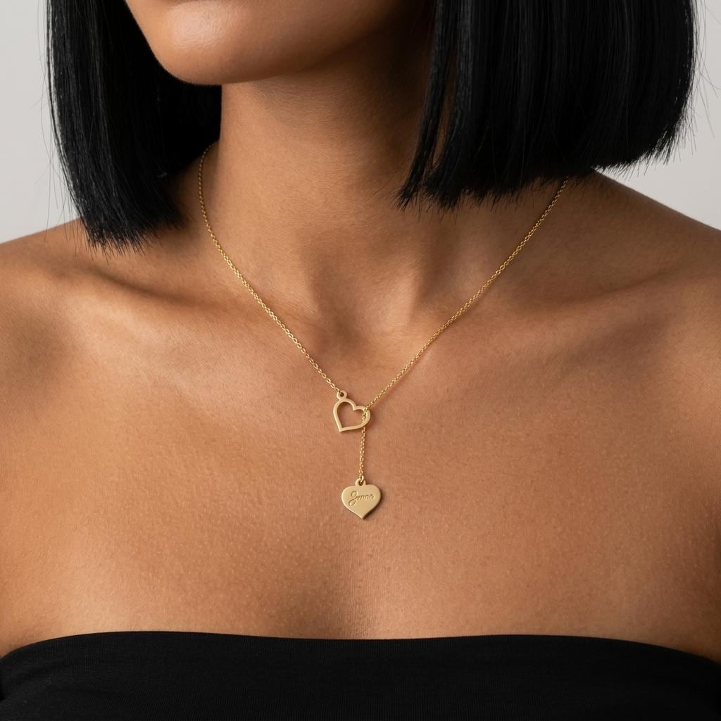 Personalized heart necklace, custom name heart pendant necklace, minimalist gold love necklace, romantic gift for her everyday wear
