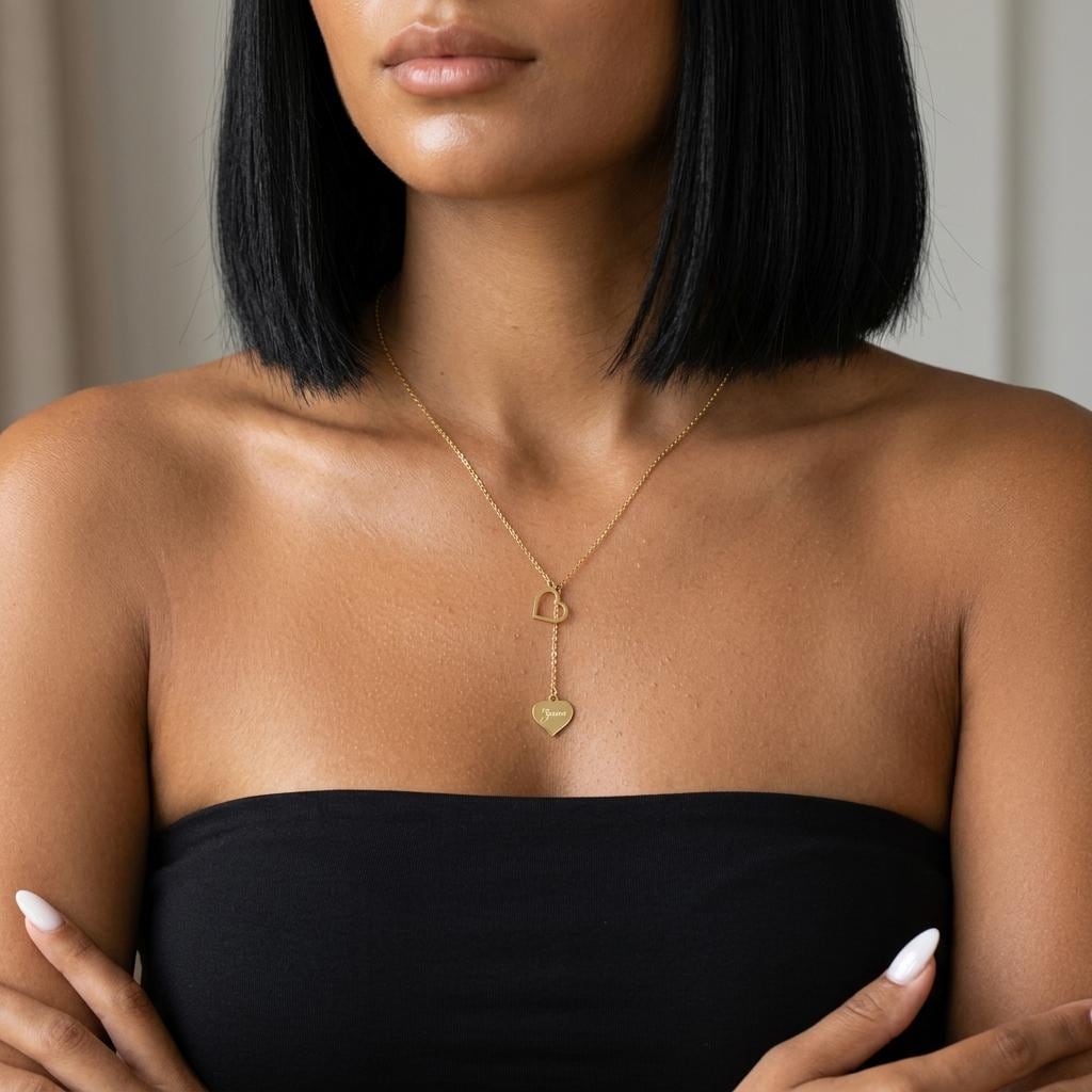 Personalized Heart Necklace, Custom Name Heart Pendant Necklace, Minimalist Gold Love Necklace, Romantic Gift for Her Everyday Wear