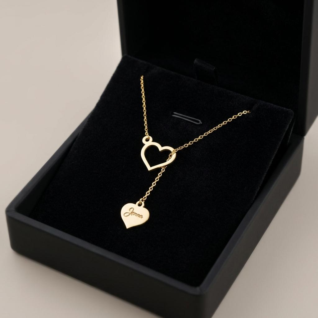 Personalized Heart Necklace, Custom Name Heart Pendant Necklace, Minimalist Gold Love Necklace, Romantic Gift for Her Everyday Wear