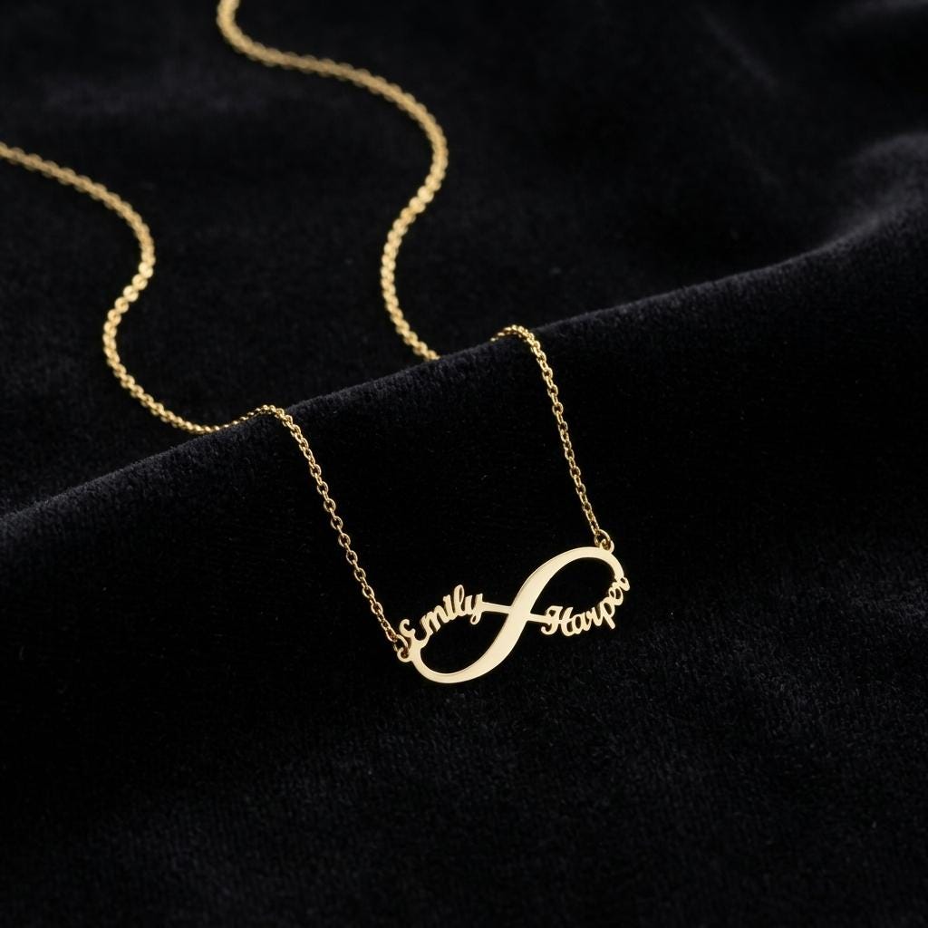 Personalized Infinity Name Necklace, Custom Couple Name Necklace, Gold Infinity Pendant Jewelry, Romantic Gift for Her Everyday Wear