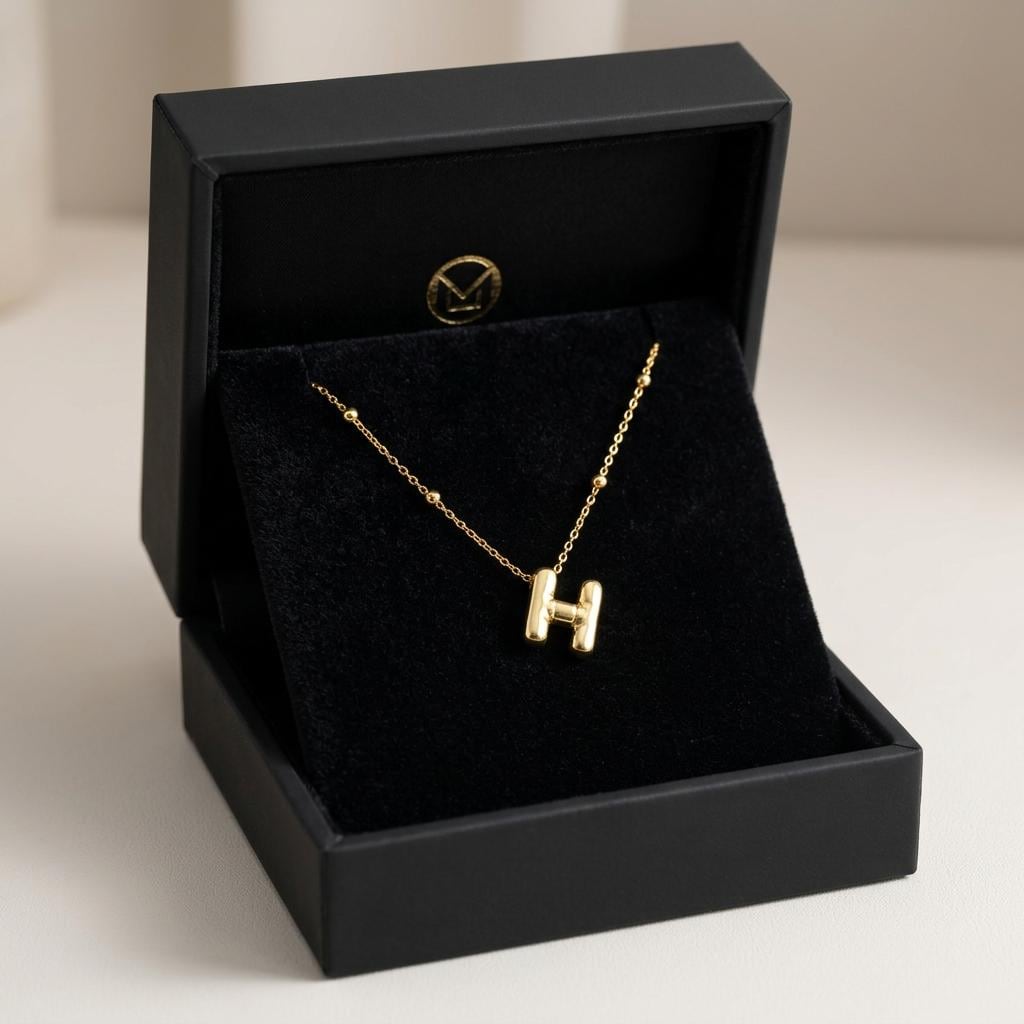 Personalized Bubble Initial Necklace, Gold Letter Pendant Necklace, Minimalist Alphabet Jewelry, Dainty Initial Charm Gift for Her