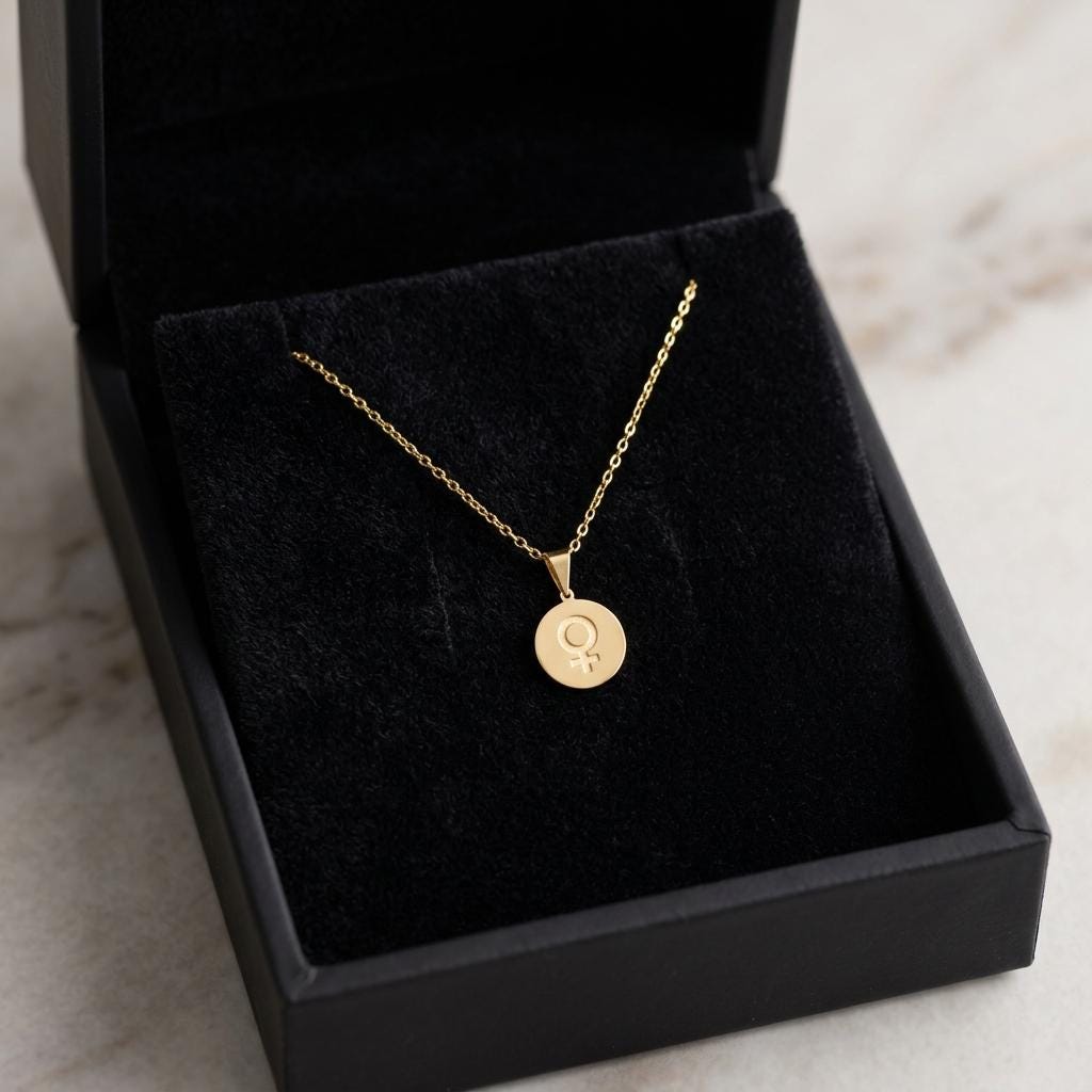 Feminist Symbol Necklace, Venus Pendant Necklace, Minimalist Feminine Jewelry, Gold Empowerment Necklace Gift for Women Everyday Wear