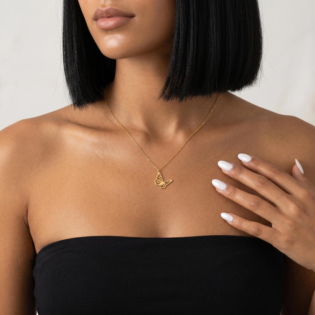Butterfly Necklace, Gold Butterfly Pendant Necklace, Minimalist Nature Jewelry, Dainty Butterfly Charm Gift for Her Everyday Wear
