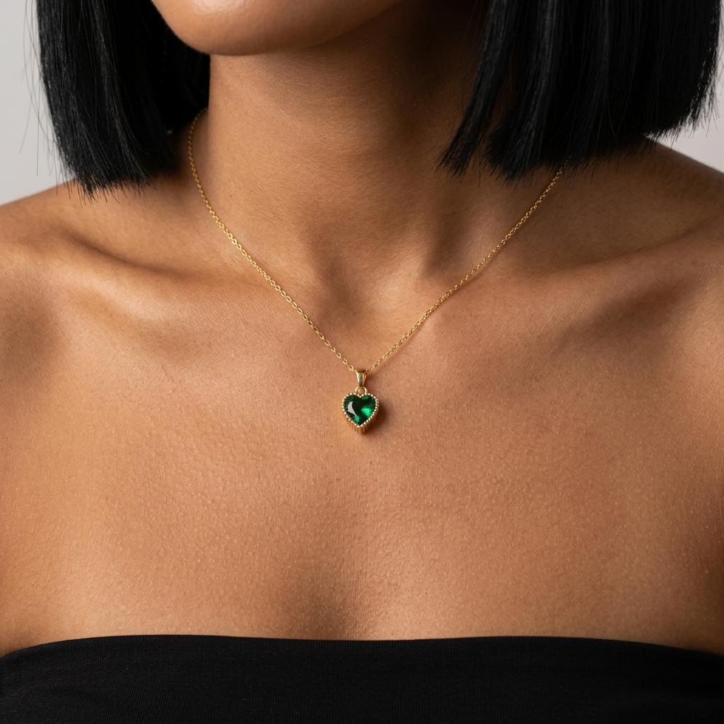 Personalized birthstone heart necklace, gold silver rose gold crystal heart pendant, dainty jewelry gift for her mom wife girlfriend