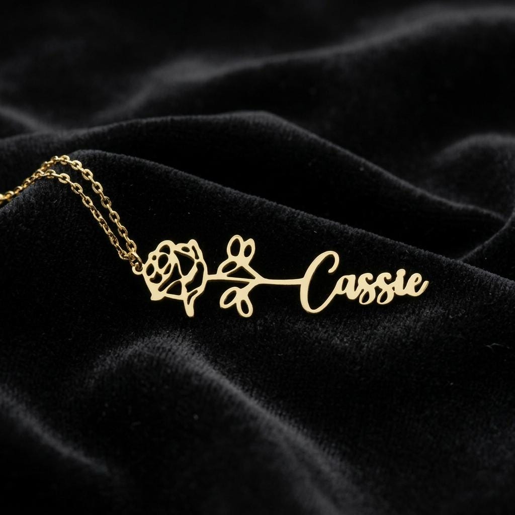 Personalized Four Leaf Clover Necklace, Lucky Charm Jewelry for Women, Custom Name Engraving, Gold, Silver, Rose Gold Options