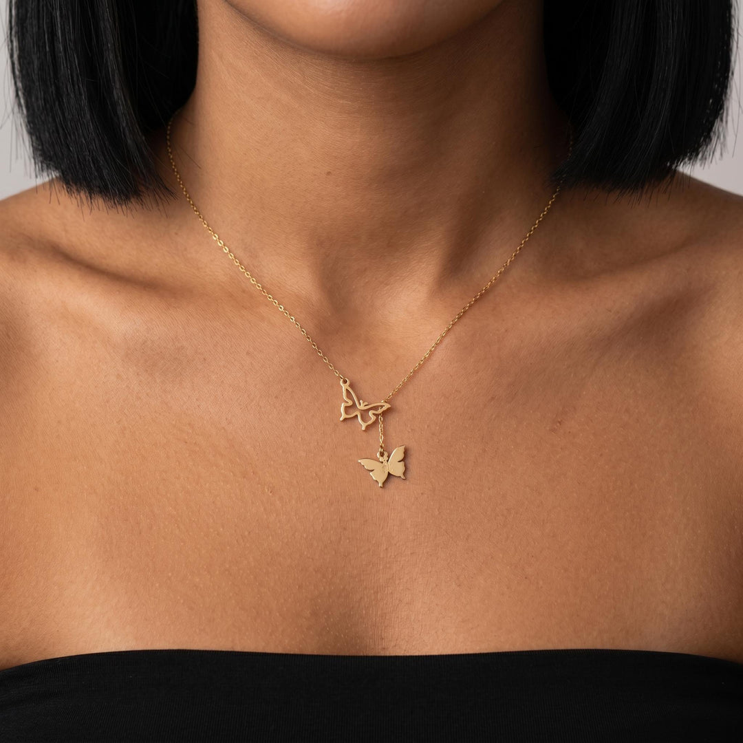Personalized Butterfly Necklace, Custom Name Jewelry, Minimalist Gold Pendant, Dainty Everyday Necklace, Elegant Gift for Her