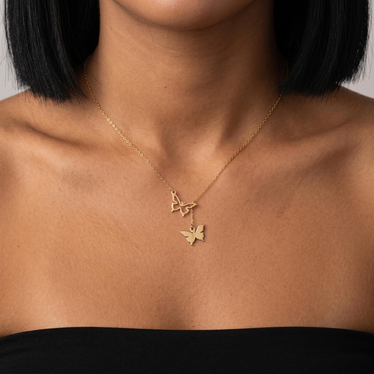 Personalized butterfly necklace, custom name jewelry, minimalist gold pendant, dainty everyday necklace, elegant gift for her