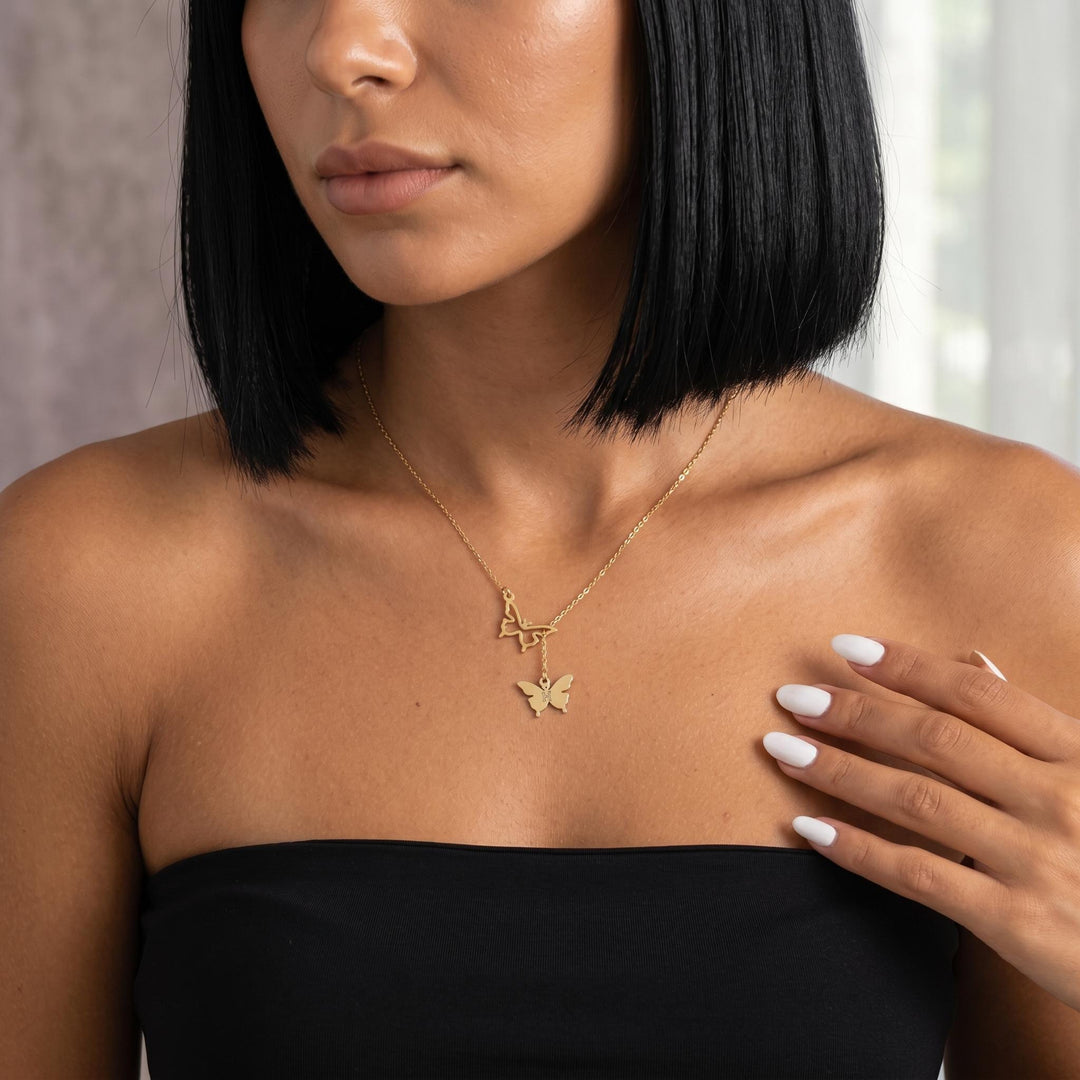 Personalized Butterfly Necklace, Custom Name Jewelry, Minimalist Gold Pendant, Dainty Everyday Necklace, Elegant Gift for Her