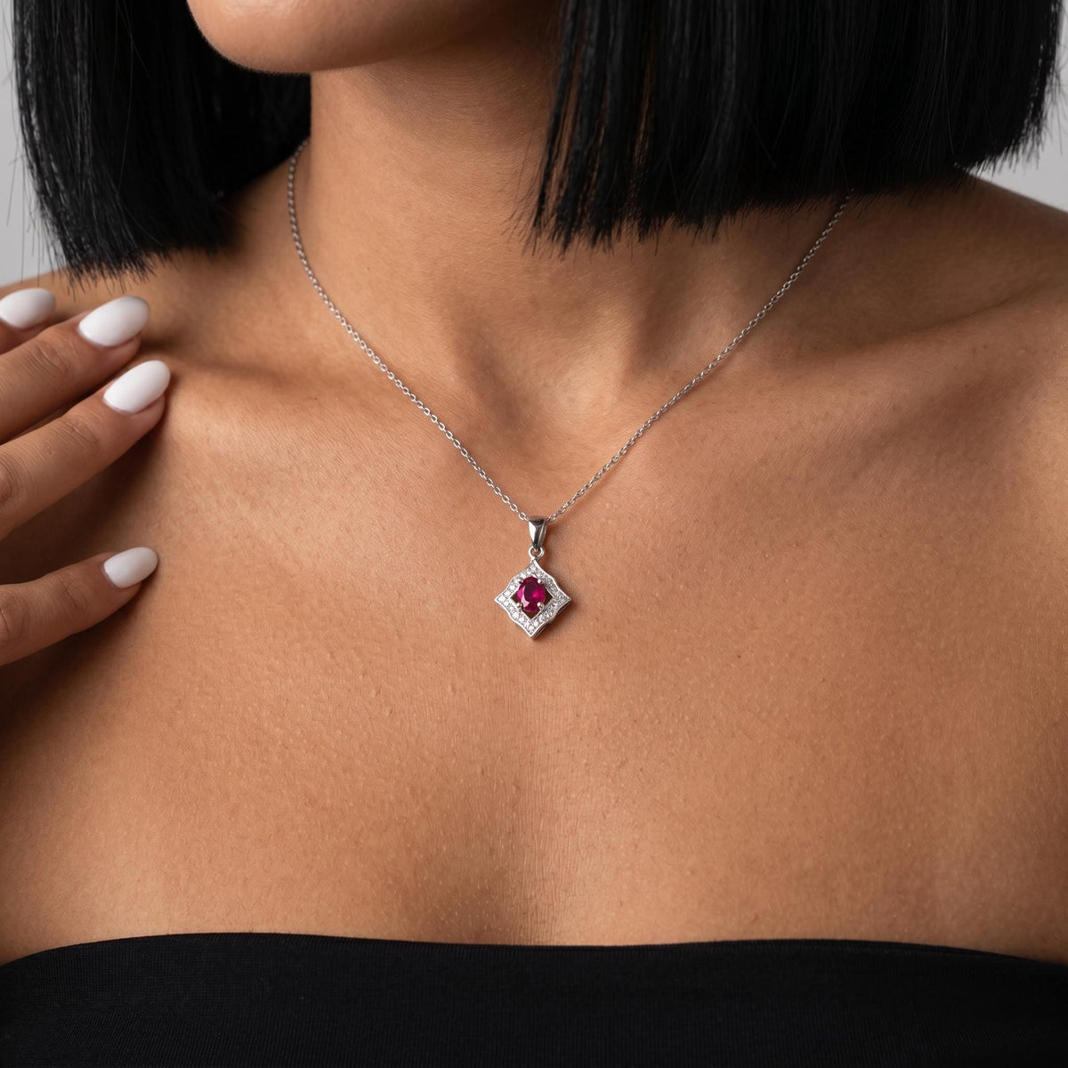 Princess cut birthstone necklace, crystal pendant, dainty minimalist jewelry, personalized gift for her, elegant custom charm necklace